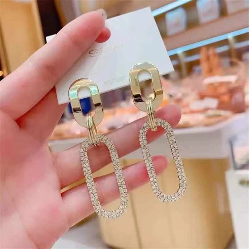 Серьги-подвески женские длинные с цирконом