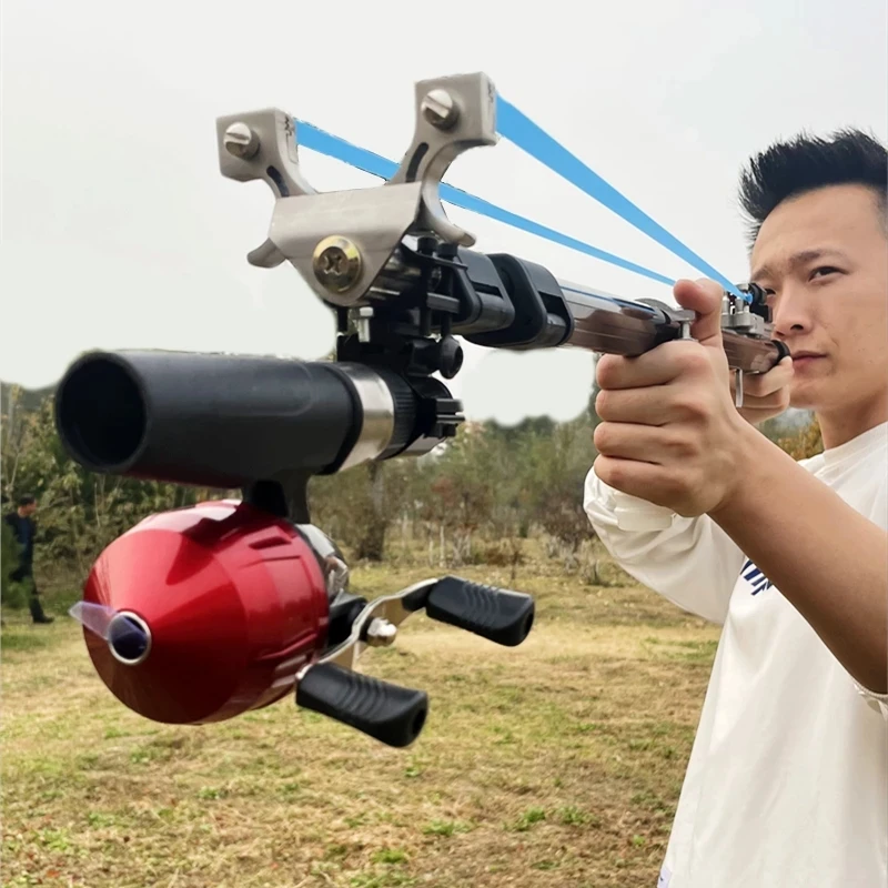 

Outdoor Precision Fishing Tool Shooting Latex Rubber Band Retractable Folding Long Rod Hunting Fishing Catching Fishing Bow