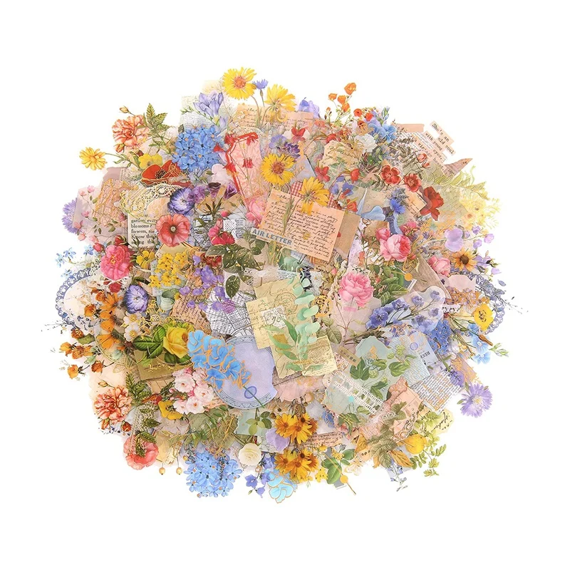 

180Pcs Scrapbooking Stickers Plants Flowers Decorative Stickers,Hot Stamping PET Self Adhesive Sticker For Album,Planner