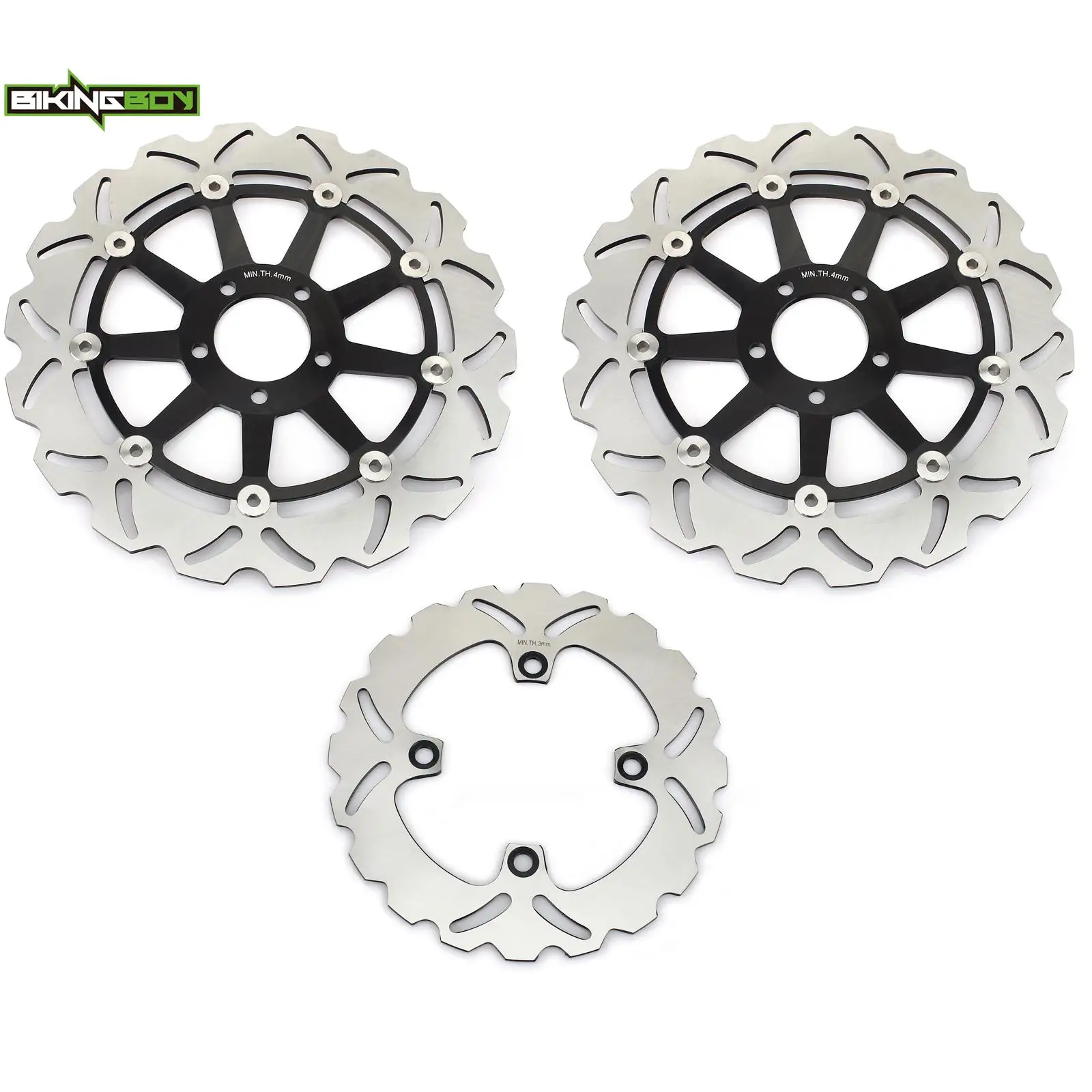Фото BIKINGBOY Для Kawasaki ZX12R Ninja ZX-12R 00-06 Передние и задние тормозные диски (роторы) ZX 1200, комплект из нержавеющей стали №1