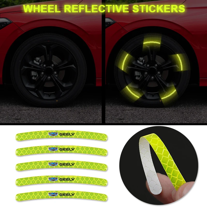 

Wheel Hub Reflective Stickers for Geely Atlas Coolray Mk Cross Emgrand GS GL CK2 GC6 Parts LC Ec7 Gc7 X7 GE Car Accessories