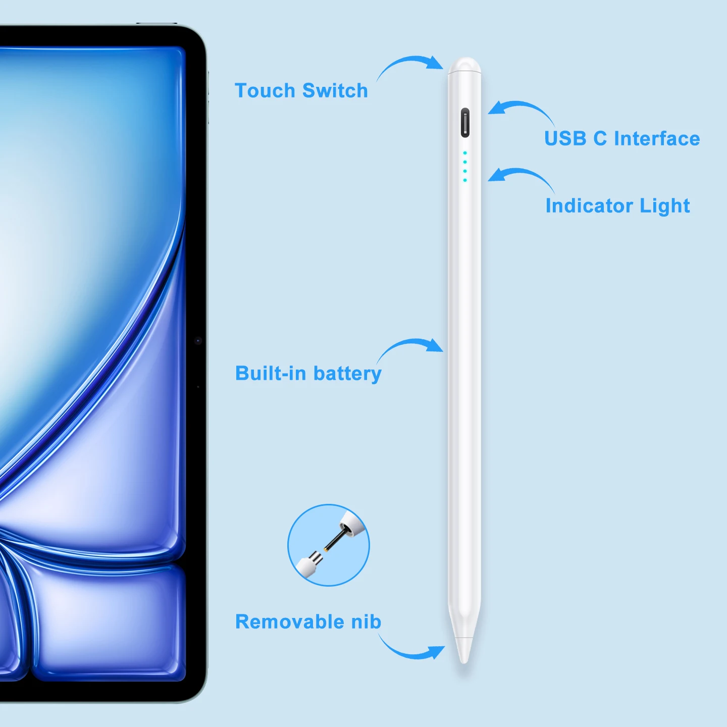 Фото Стилусы для Apple Pencil для iPad A16 2025 Pro 12.9 Air 13 11 M3 M4, стилус 10-го поколения 10.9 Air 4 5 Mini 6 7 8-го поколения 10.2 №2