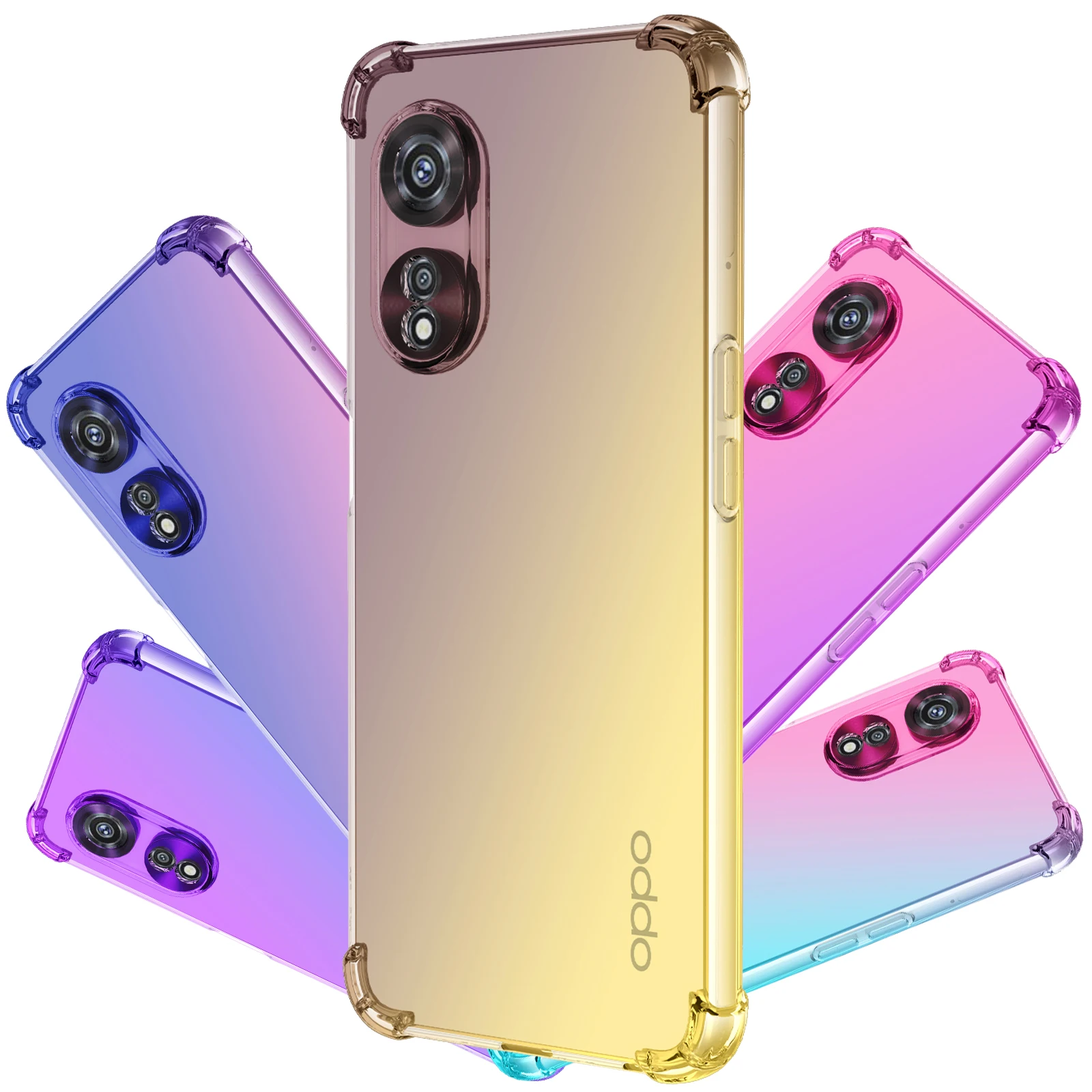 

Phone Case For Oppo A97 5G A1 Pro A16E A16K A16S A16,Hybrid Cute Gradient Soft TPU Bumper Shock Absorption Drop Protection Cover