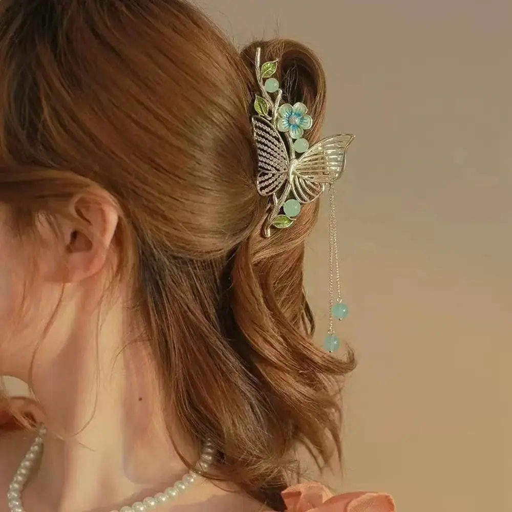 

Geometric Shape Rhinestone Large Grab Clip Korean Style Headwear Hair Claw Female Hair Accessories Butterfly Hair Clip