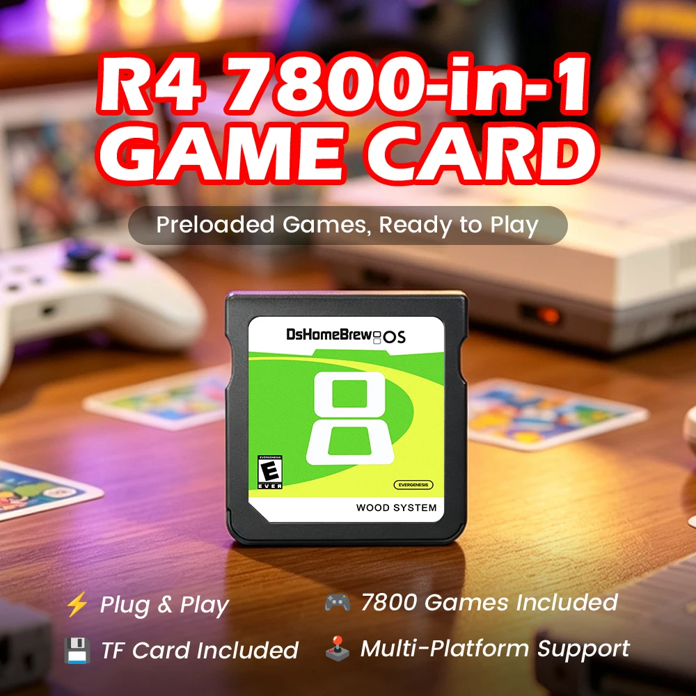 Фото Коллекция из 7800 игр в 1-комплекте: флеш-карта Wood System DS с картой TF 32G/64G для NDS/NDSL/NDSI XL/2DS/3DS/3DS XL, карта для записи игр. №1