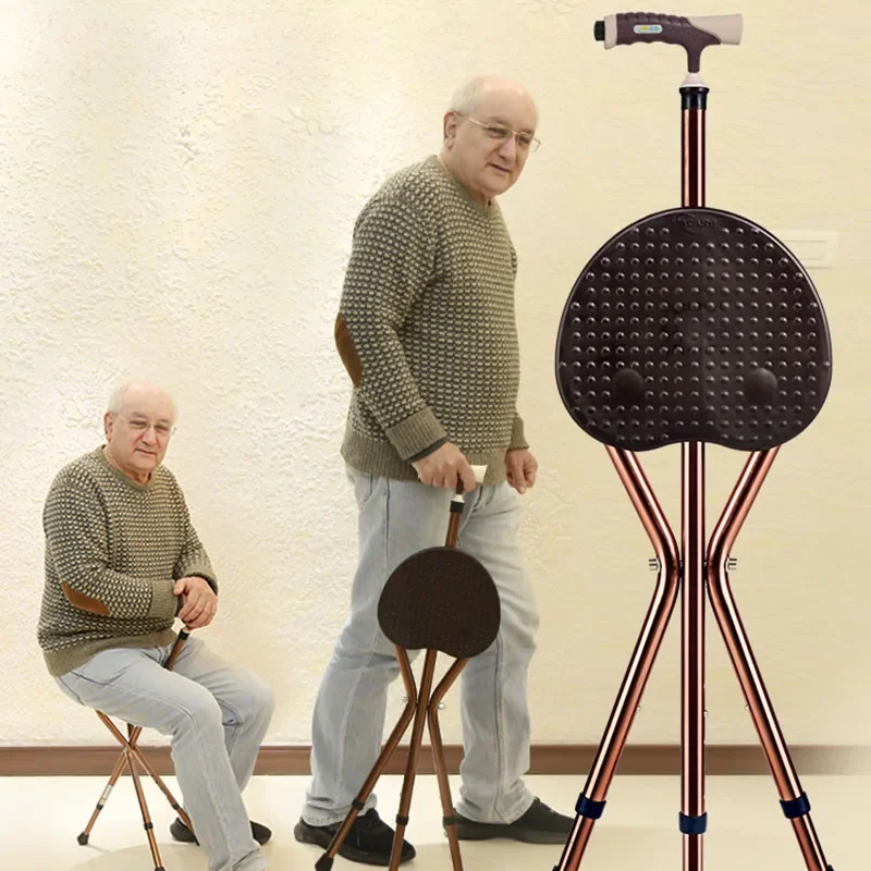 Портативный табурет для пожилых людей складной с тростью сверхлегкая