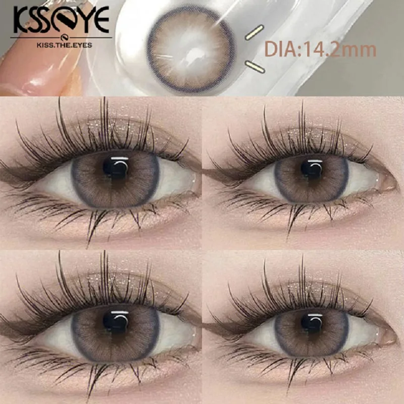 

Ksseye 2pcs Yearly Colored Lenses For Eyes with Diopter Myopia Eyes Beauty Pupil New Nature Student Color Cosmetics Grey Lenses