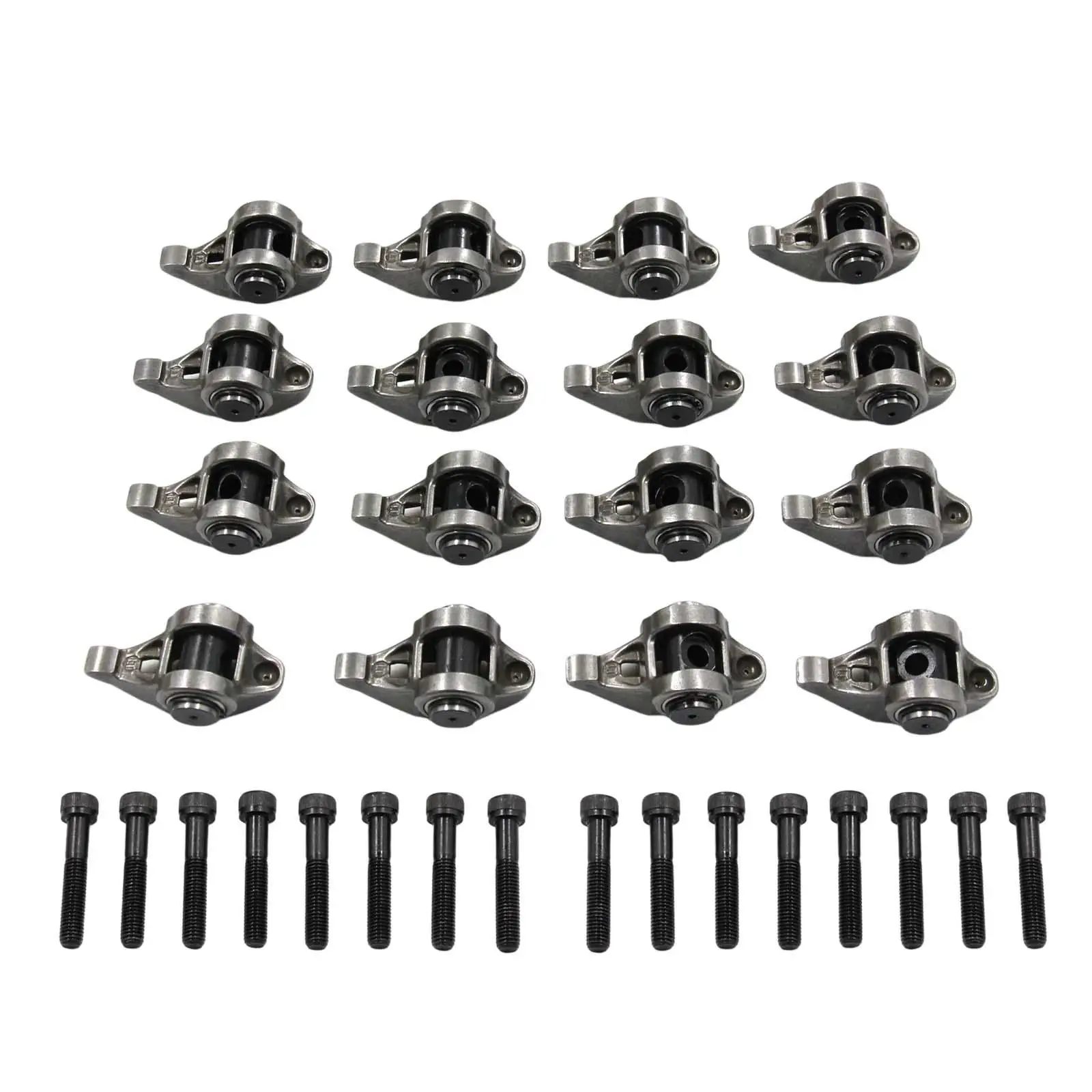 

16 Pieces Rocker Arms and Bolts with Trunion Kit Installed 10214664 Replace Steel for Chevrolet LS1 LS2 LS6 LY5 LY6 LM7 LM4