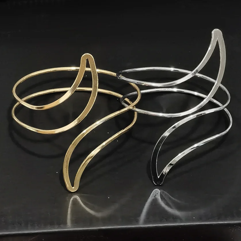 Манжета на руку в стиле панк для женщин и девушек металлический ажурный браслет с