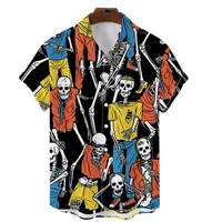 mens rock shirt 3d printed hawaiian shirt short sleeve beach casual large hip hop nightclub