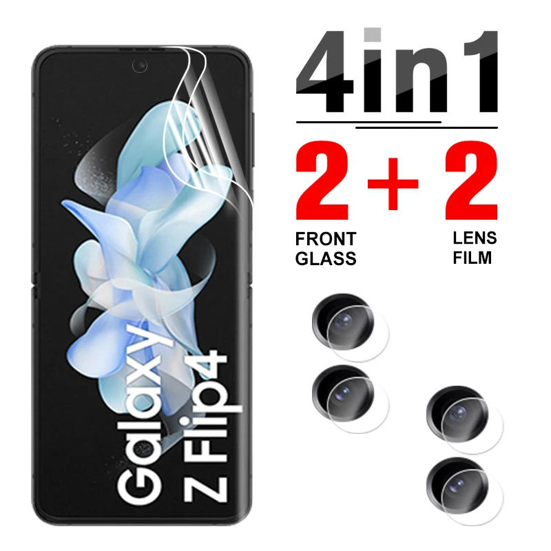 

4in1 Hydrogel Film For Samsung galaxy z flip 4 zflip 4 flip4 5g Camera Lens Protector samsun ZFlip4 Soft Screen Protection Film