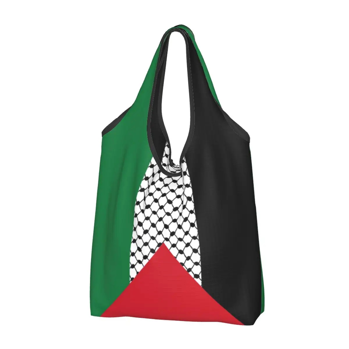 

Palestine Flag Grocery Bags Durable Large Reusable Recycle Foldable Palestinian Hatta Kufiya Shopping Tote Bag Washable