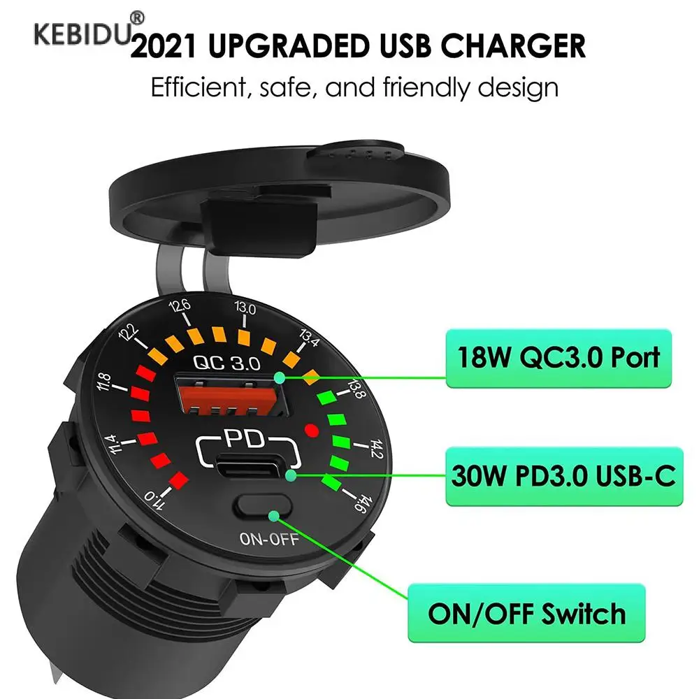 Автомобильное зарядное устройство с светодиодный USB-портами, 36 Вт, 12 В, 24 В