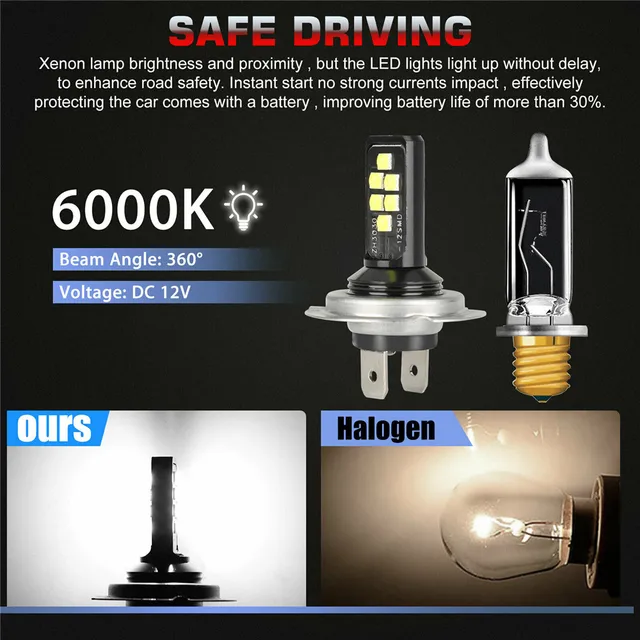 CAR H7 H4Combo LED Headlight Kit Bulbs High Low Beam 60W 52000LM 6000K Kit Car Headlight Bulbs(LED) Car Lights Automobiles, Part 2