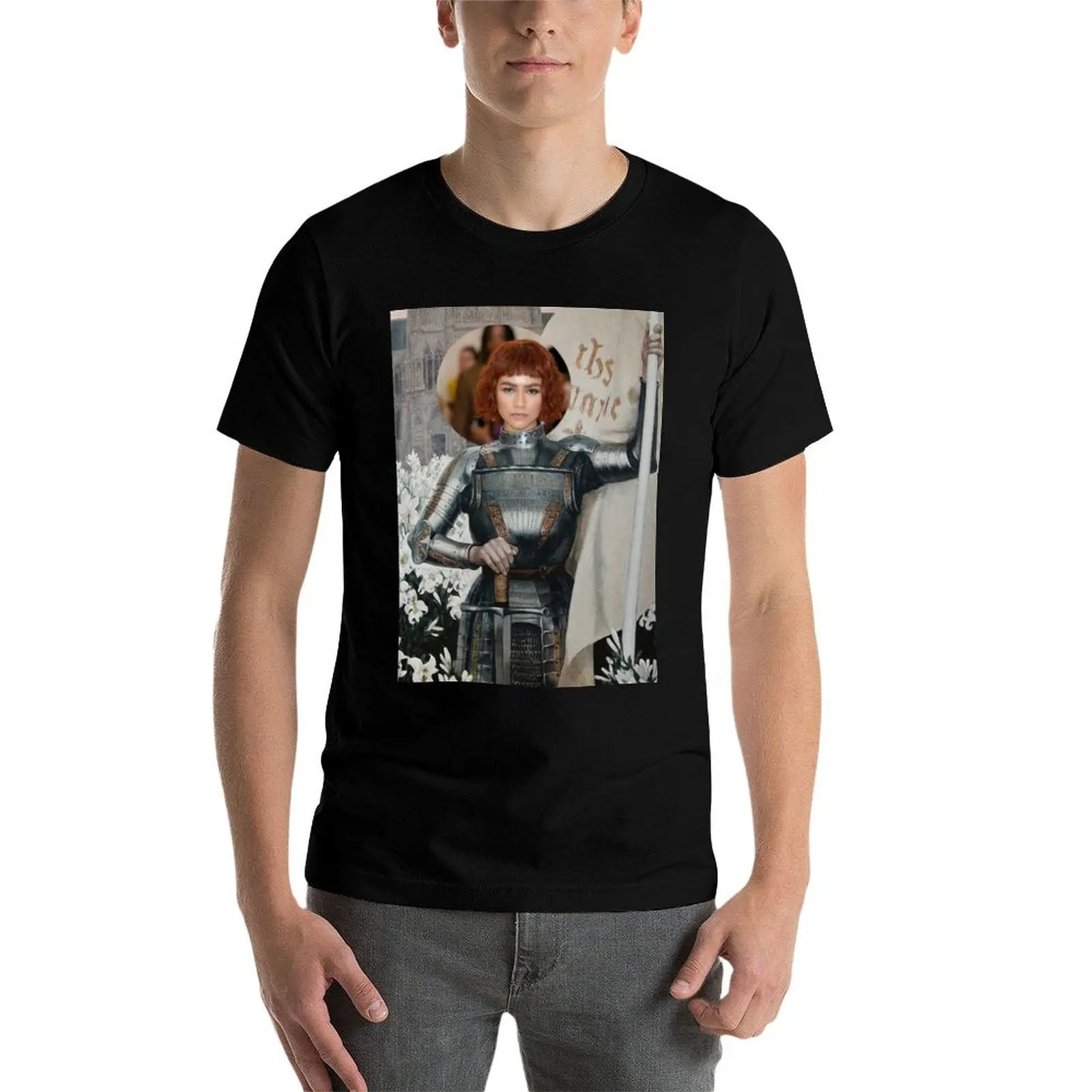 Фото Футболка Zendaya St. Joan of Arc, хлопковая футболка, 100% хлопок, мужская футболка с простым принтом, футболка для мужчин №3
