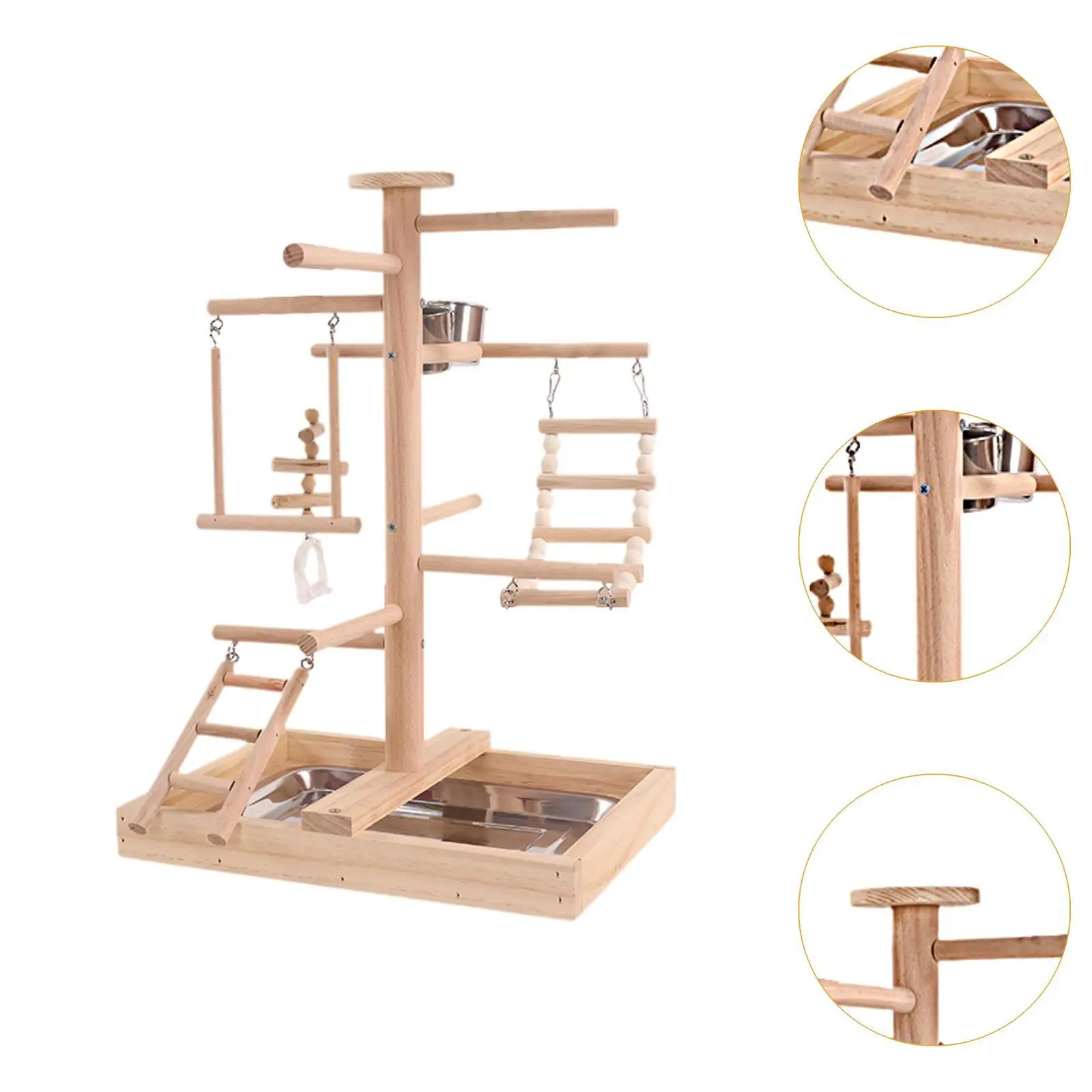 Solid Wood Parrot Stand Standing Bird Playing Gym Parakeets Budgie Lovebirds