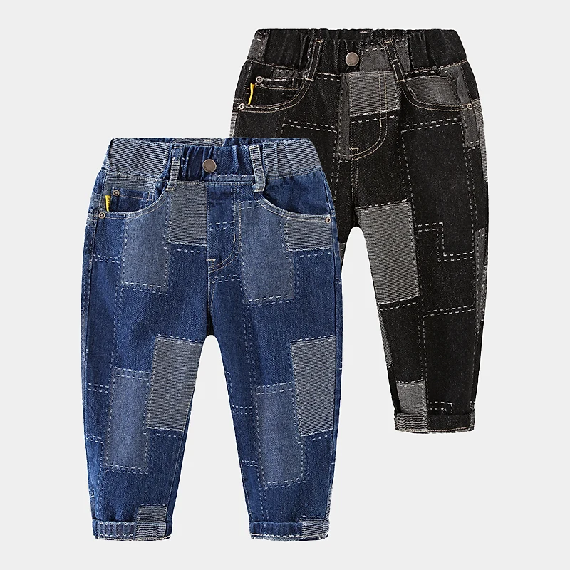 

Spring Autumn Children's Clothing Denim Personality Pocket Straight Patch Jeans For Baby Boy