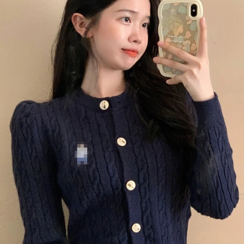 Hikigawa 2023 весенний свитер с круглым вырезом тонкая туника пикантная однотонная