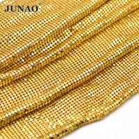 junao 45150cm top quality sewing gold aluminium rhinestone metal ribbon crystal tim strass applique for diy bags accessories