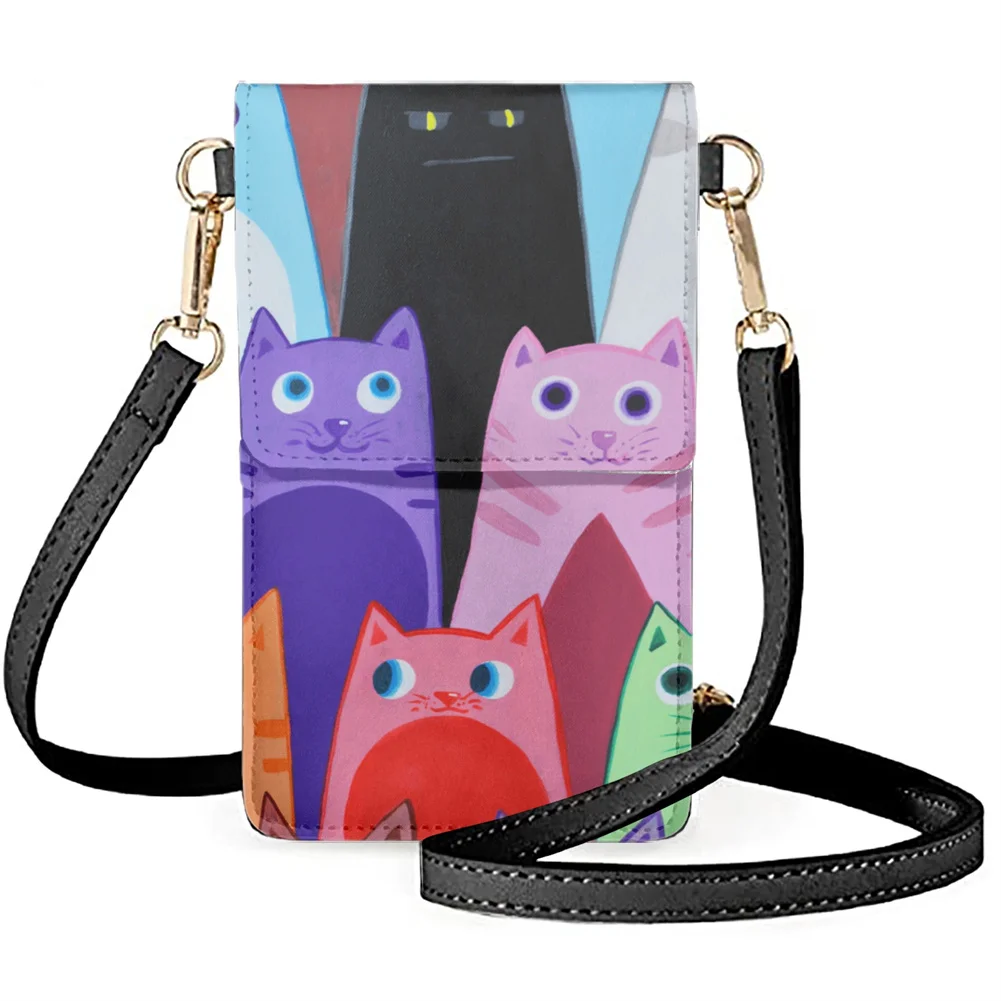 

Cartoon Cat Women Designer Phone Storage Crossbody Bag Shoulder Phone Oraganizer with Interior Phone Solt Pocket Bolsos Mujer