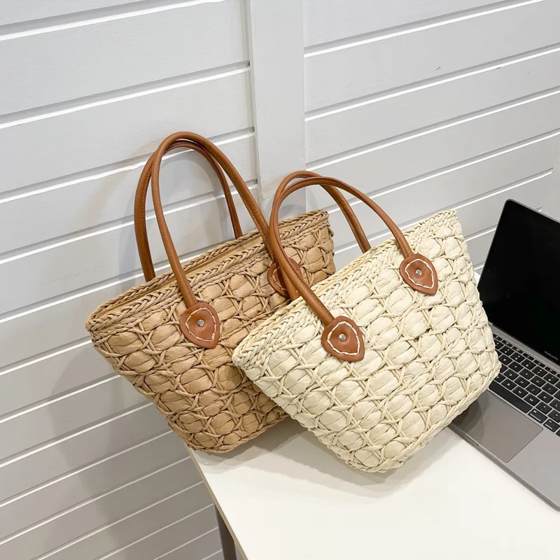 

DAEYOTEN Bohemia Style Woven Handbags Simple Summer Straw Women Shoulder Bag Female Beach Totes Travel Holiday Handbag ZM1322