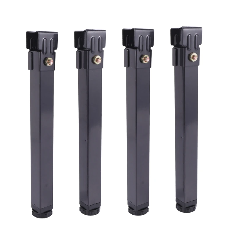 

4 Pcs Adjustable Height Clamping Tube Metal Square Bed Lifting Table Legs For Tatami Bed Frame Fixed Support Feet