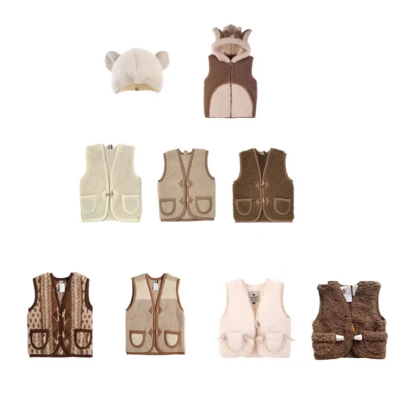

PER-SALE 2022 Autumn Baby Boy Clothes Cardigan Vest AL Toddler Girl Wool Waistcoats Boys and Girls Wool Cardigan Vest and Hat