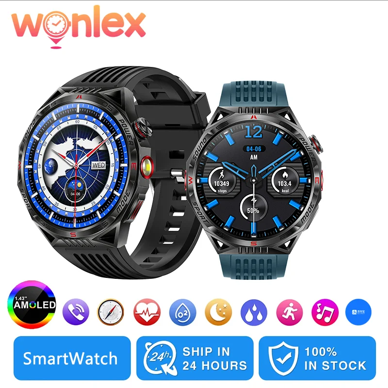 Wonlex Смарт-часы для мужчин HD Bluetooth-вызов 450 мАч Батарея IP68 Водонепроницаемые