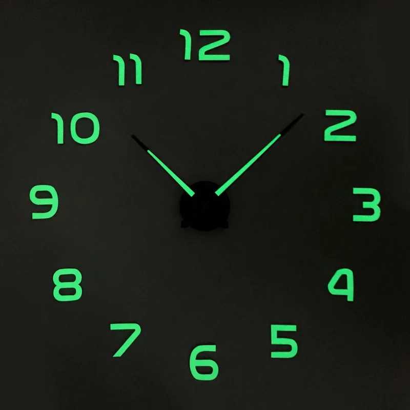 Светящиеся настенные часы большие Horloge 3D DIY акриловые зеркальные наклейки