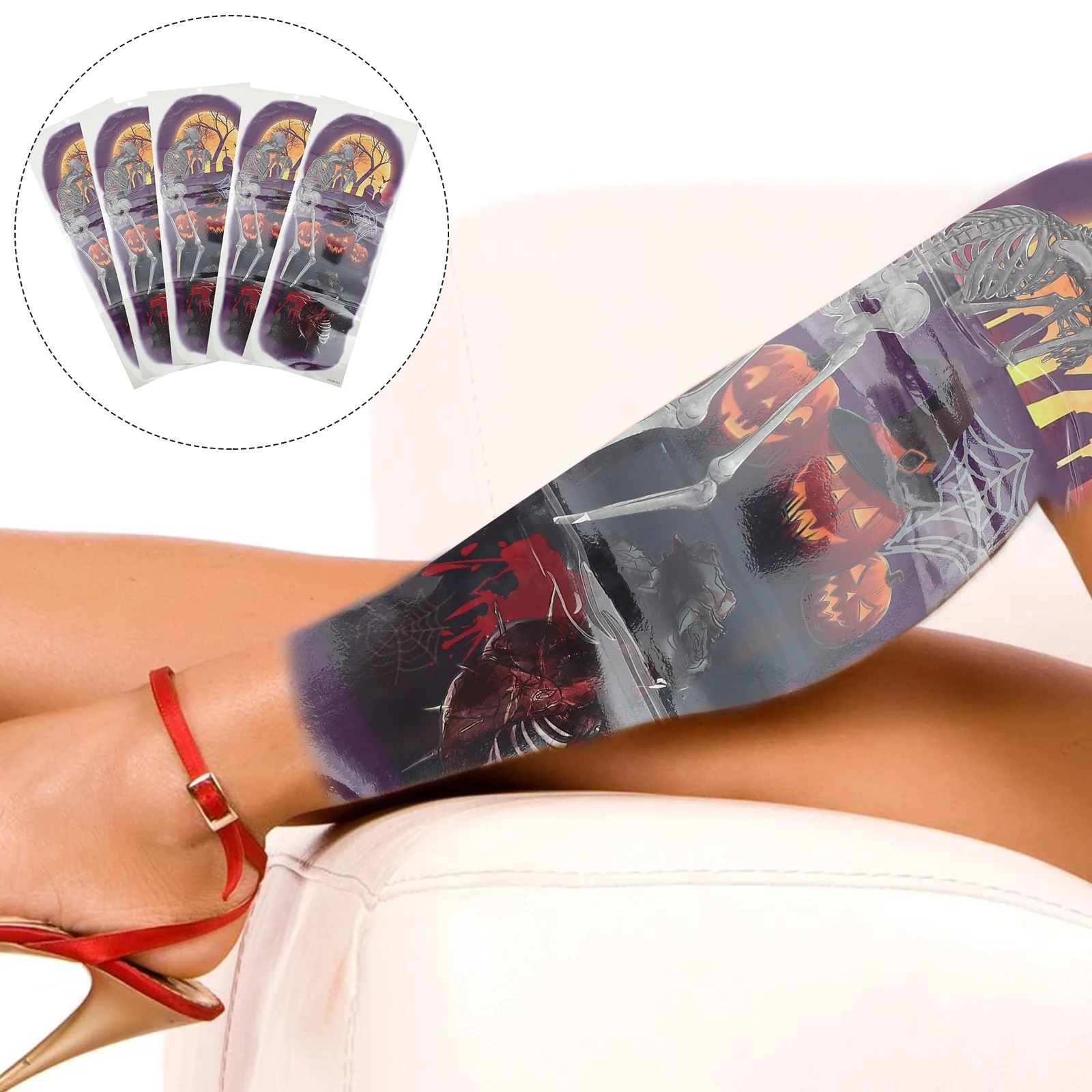 

5 Sheets Safe Temporary Tattoos Arm Tattoos Sticker Pumpkin Tattoos Sticker Temporary Transfer Tattoos