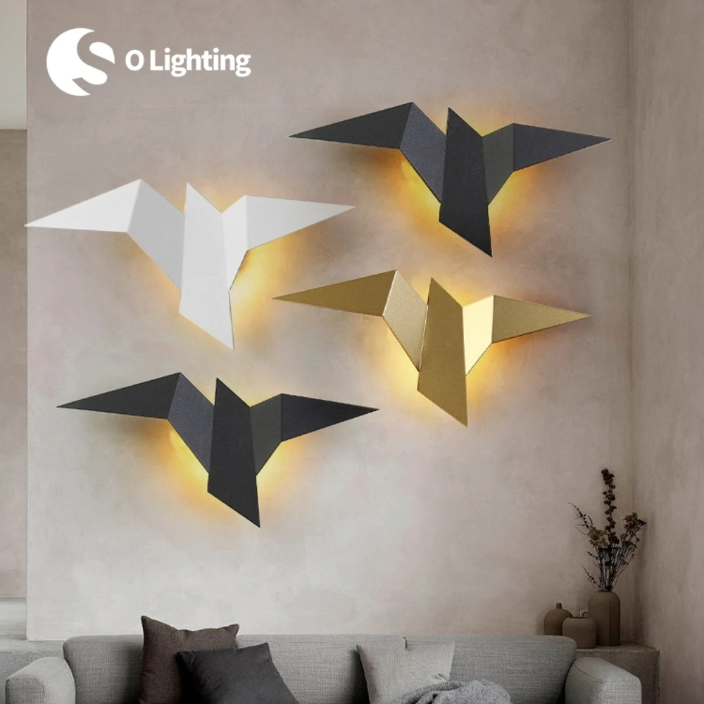 

New Bird Wall Lamp Nordic LED Wall Light Creative Seagull Shape Golden Indoor Lighting Home Decor for Bedroom Living Room