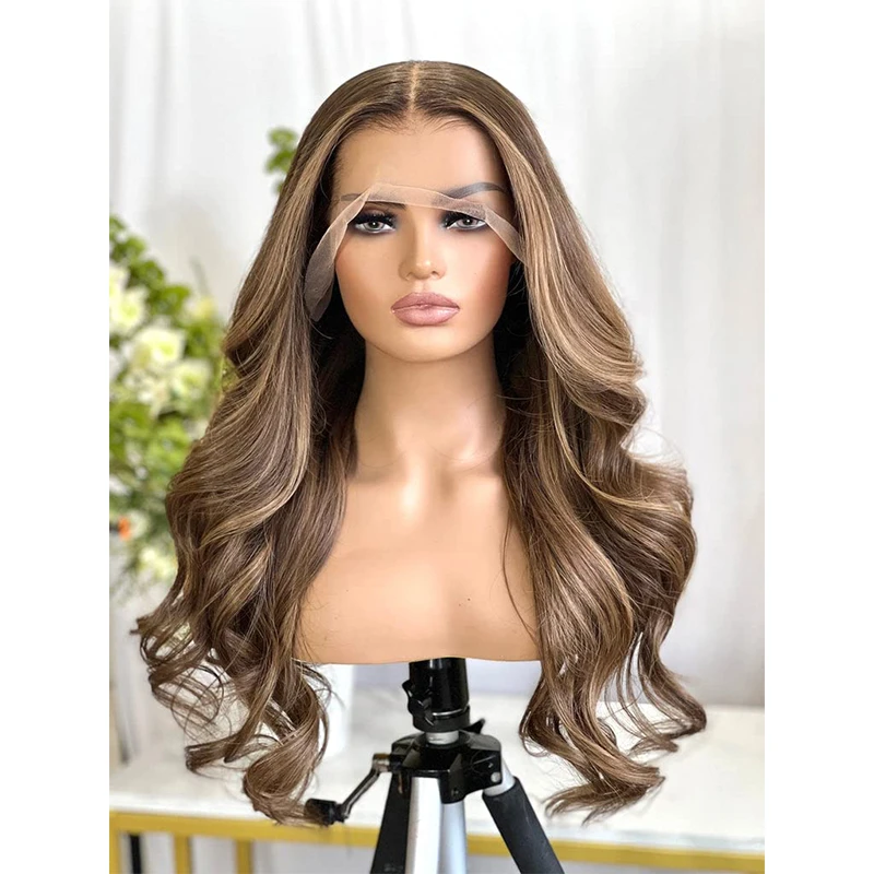 

Full Lace Wig With 4x4 Silk Base For Women Highlight Blonde Body Wave Human Hair Silk Top Glueless Wig With Baby Hair Preplucked