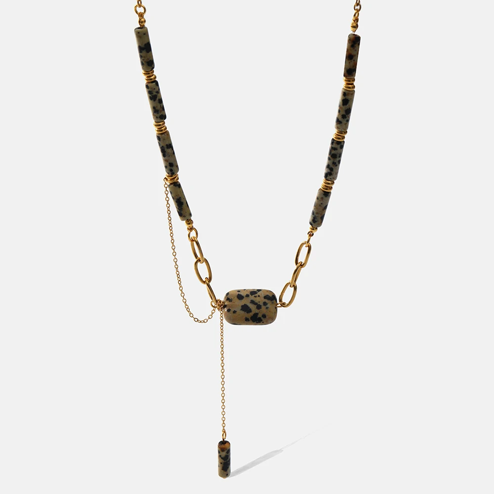 

Stainless Steel 18 K Golden Metal Necklace for Women Natural Stone Handmade Geometric Pendant Chain Necklace Jewelry Party Gift