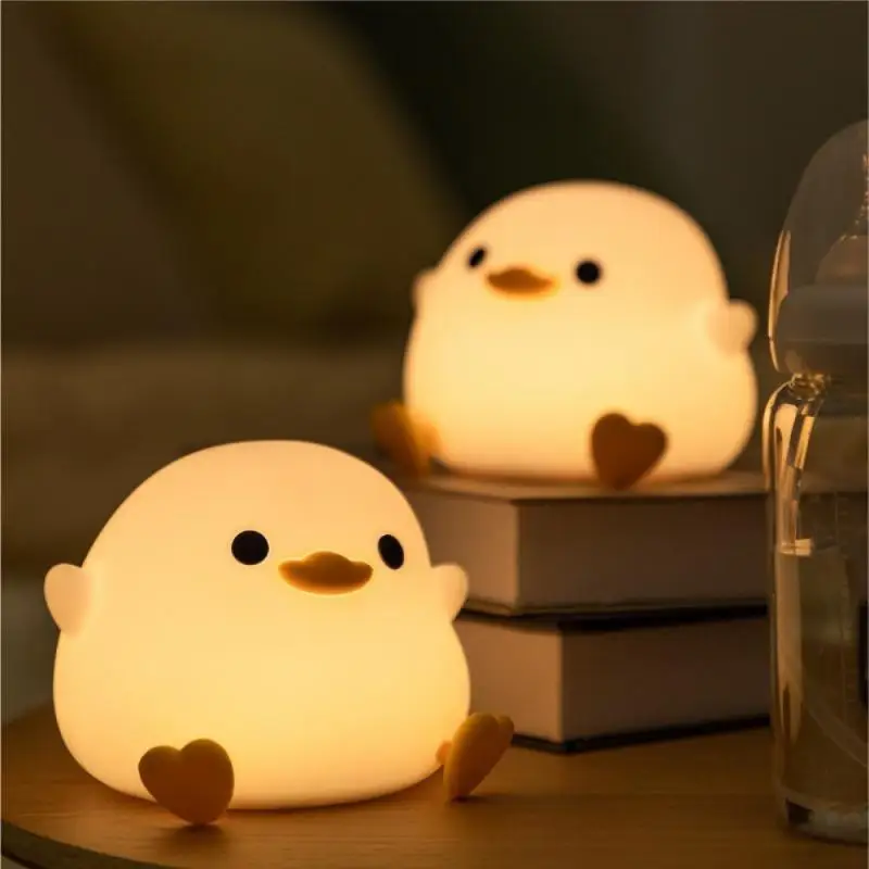 

Милая утка ночник мультфильм силиконовый USB перезаряжаемый спальный свет сенсорный датчик времени спальня прикроватная тумбочка для детей подарок для детей
