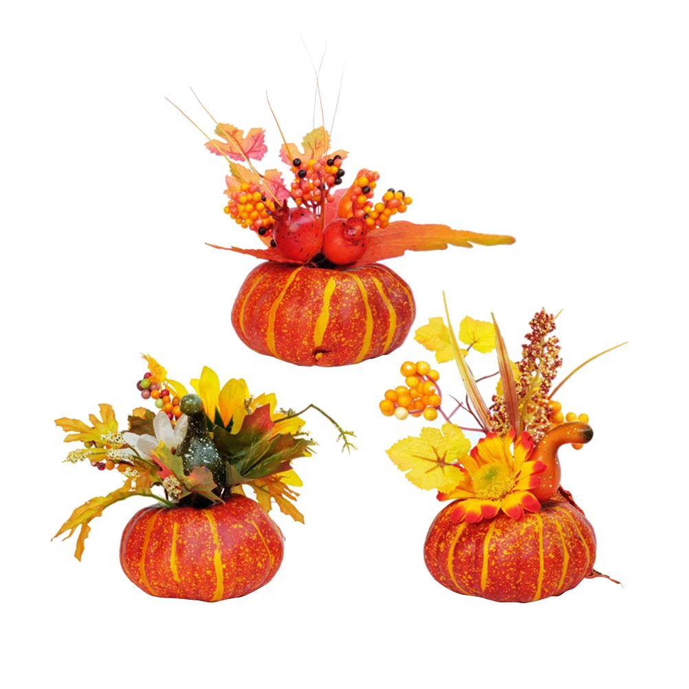 3 шт. декор в виде тыквы осенний орнамент кленовый лист искусственный
