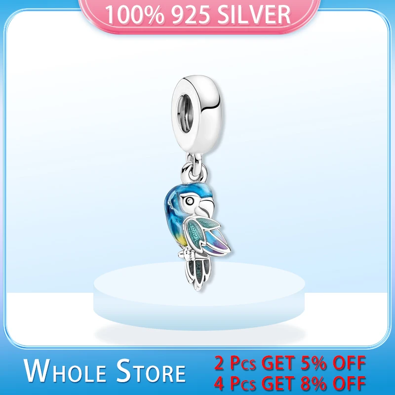 

Женский браслет из серебра 925 пробы, с подвеской-попугаем