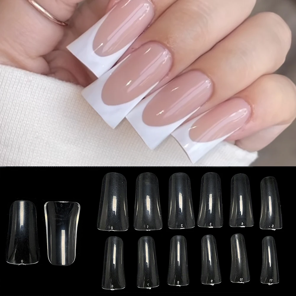 504 шт. прозрачные расклешенные стильные длинные накладные ногти Прозрачные ножки