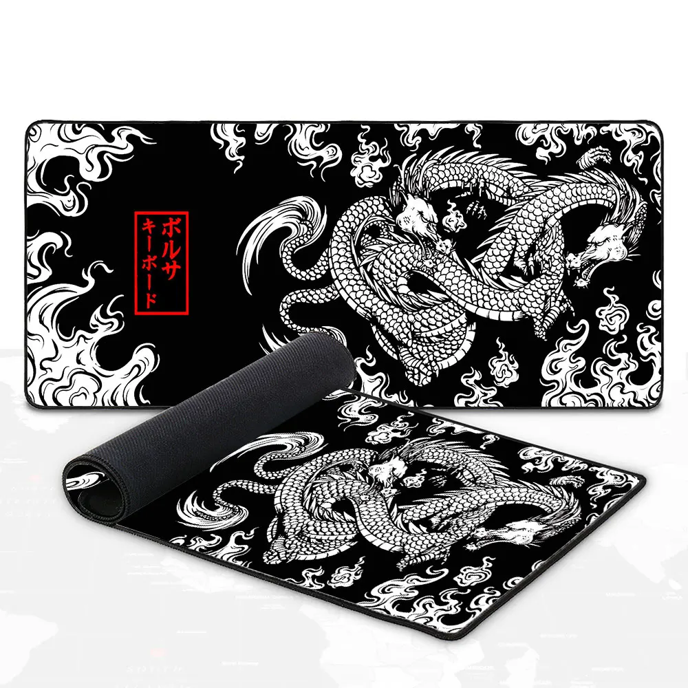 

Dragon Mouse Pad Black and White Deskmat Playmat Laptop Japan Anime Gaming Keyboard Rubber Pad Pad on The Table Mouse Mat Pc Rug