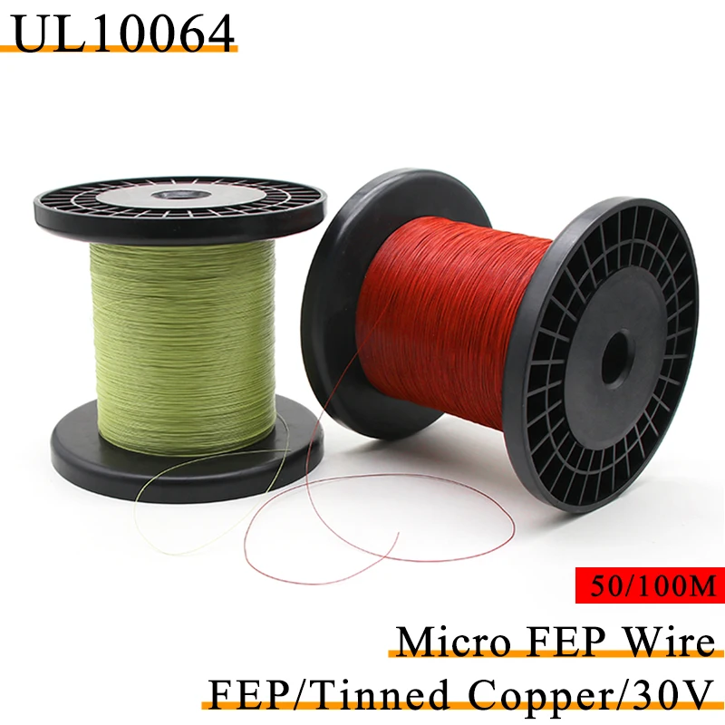 

50M/100M UL10064 FEP Wire 40/36/34/32/30/28/26AWG PTFE Plastic Ultra Fine Micro Litz Wires Solder High Conductivity Copper Cable