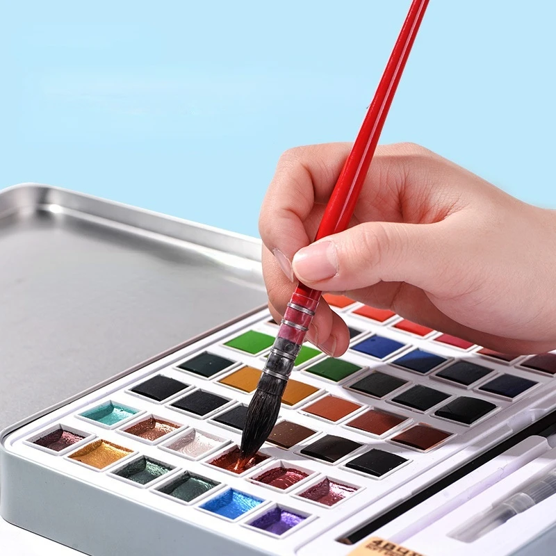 12/36 Colors Watercolor Pigment Tin Box Set Pearlescent Color Nail Art Rendering Solid Watercolor DIY Painting Beginners