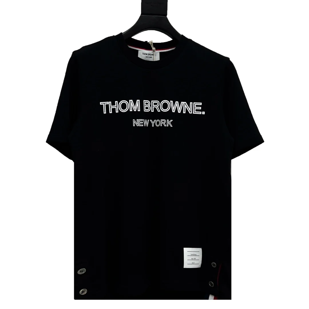 

TB THOM new chest taped letters short sleeve fashion pure cotton high quality men's short sleeve men clothing t-shirt