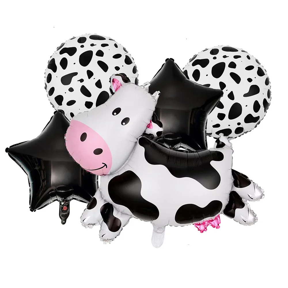 

5Pcs/Set Cow Balloons Shape Mylar Star Foil Balloon Baby Shower Children Birthday Barnyard Farm Animal Theme Party Decorations