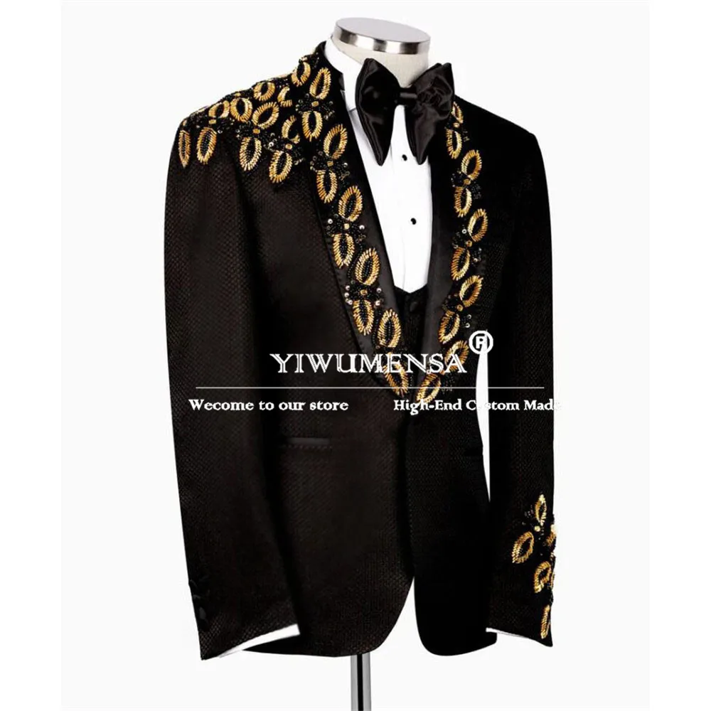 Костюмы из бисера с кристаллами мужской пиджак шалью и лацканами для выпускного