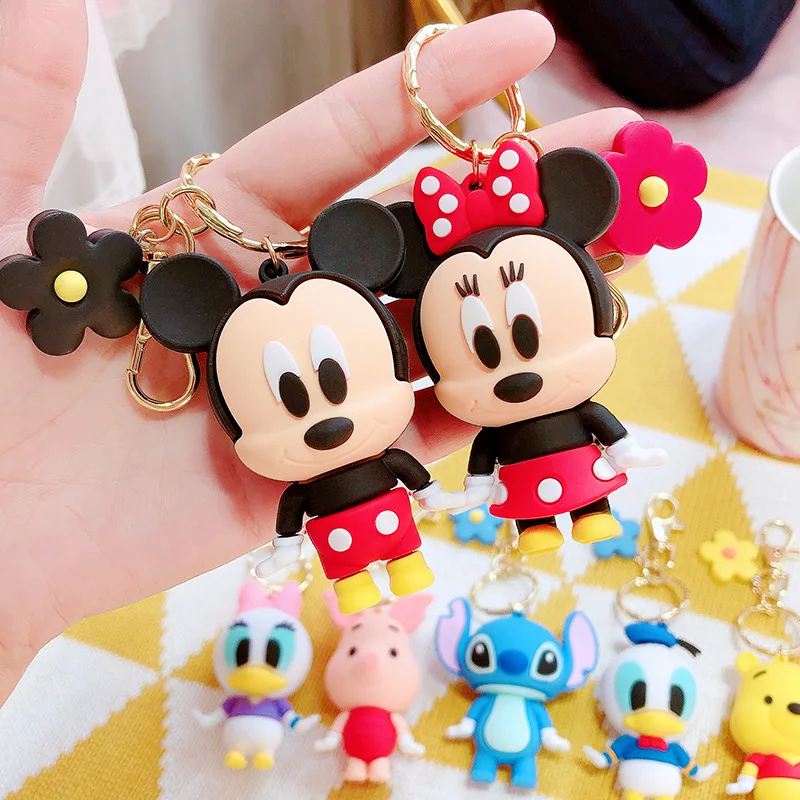 

Kawaii Disney Mickey Mouse Stitch Keychain Cute Doll Pendant Fashion Car Key Ring Backpack Ornaments Jewelry Holiday Gifts