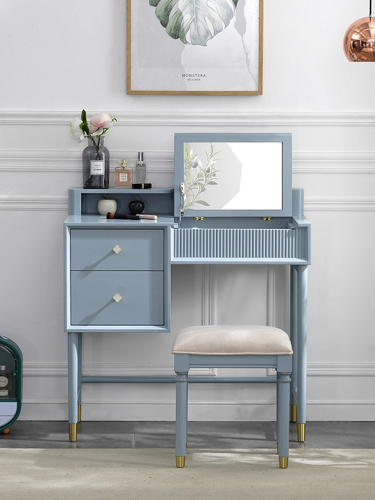 

Nordic solid wood table dressing network red bedroom small family contracted makeup stage makeup stool combination