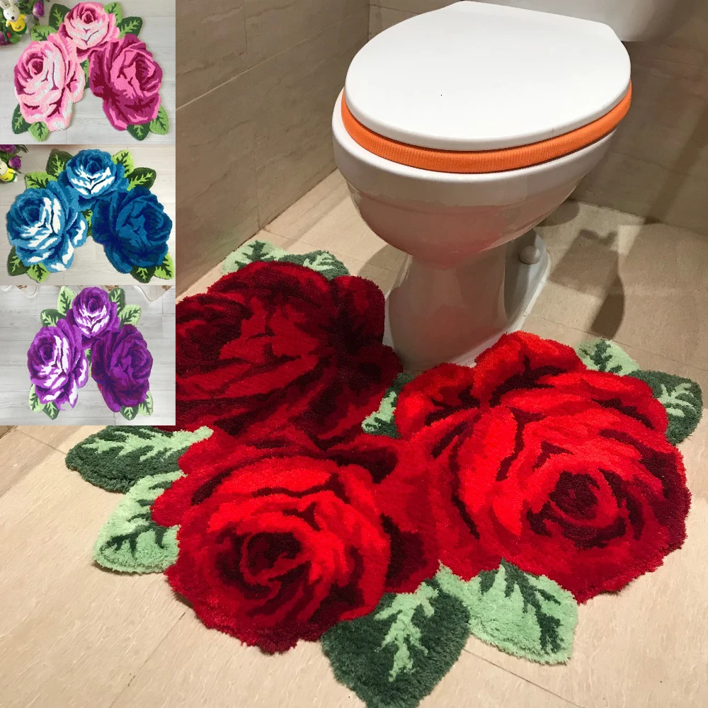

New arrival hot sale beautiful and soft rose rug for bathroom rose rug for stool rug for stool