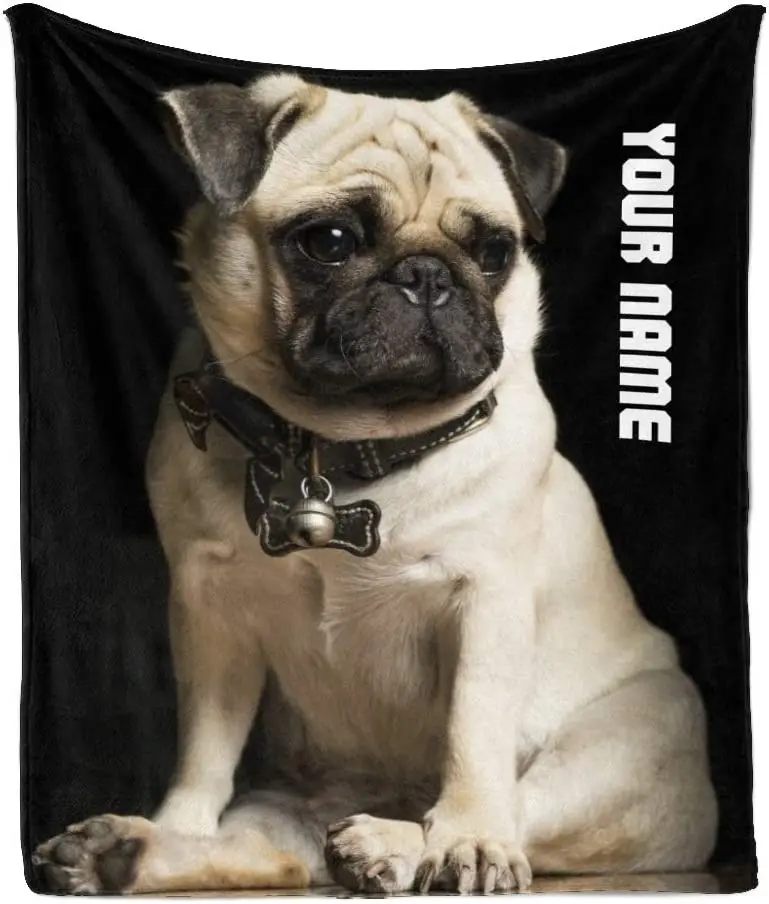 

Одеяло CUXWEOT с вашим именем и текстом, персонализированное супер мягкое Флисовое одеяло для Мопсов, дивана, кровати