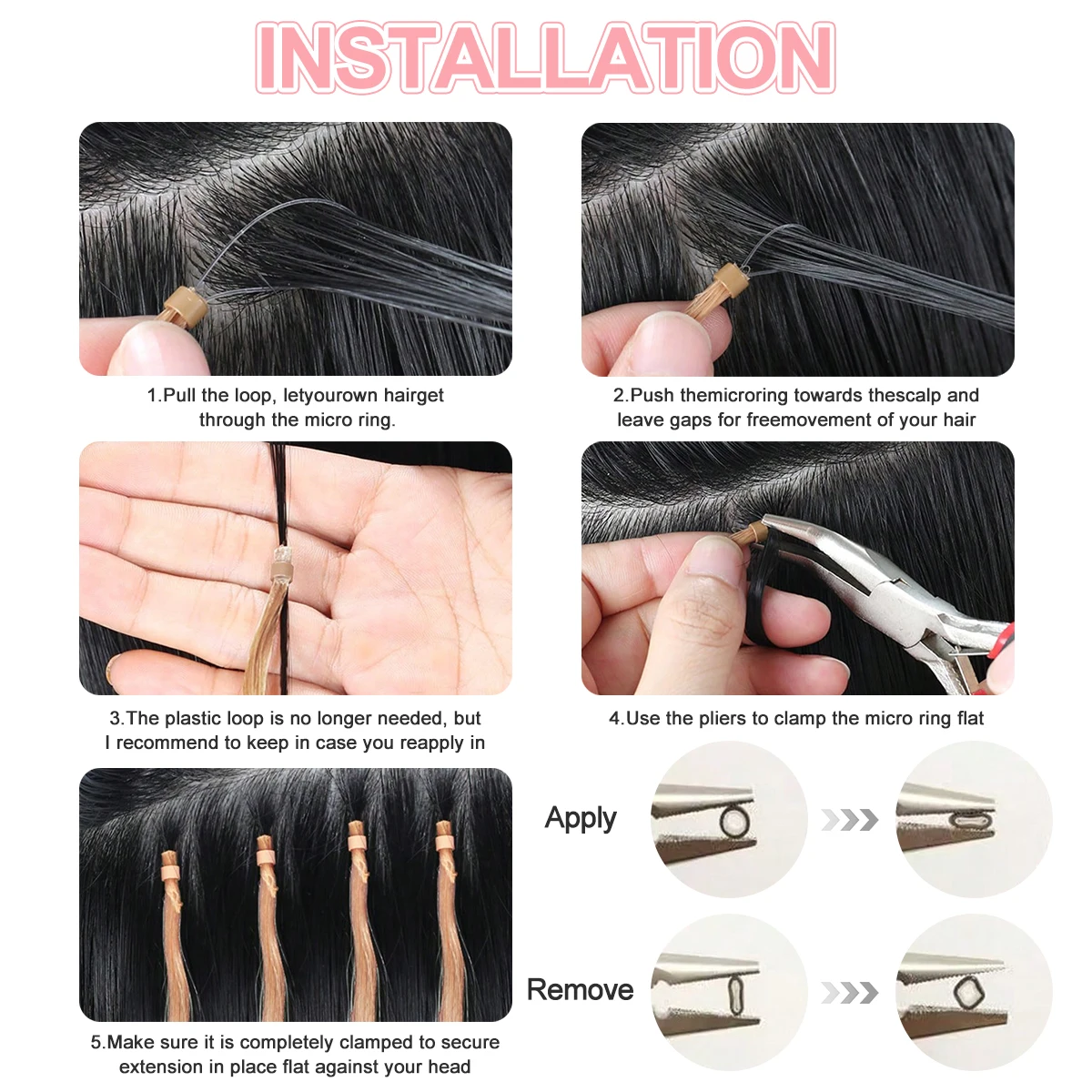 YWUEXT HAIR Loop Наращивание волос с микрокольцами Простота установки Натуральное прямое наращивание лески 16-22 дюйма 50 г (art.: 3920d435ded49) - 3920d435ded49