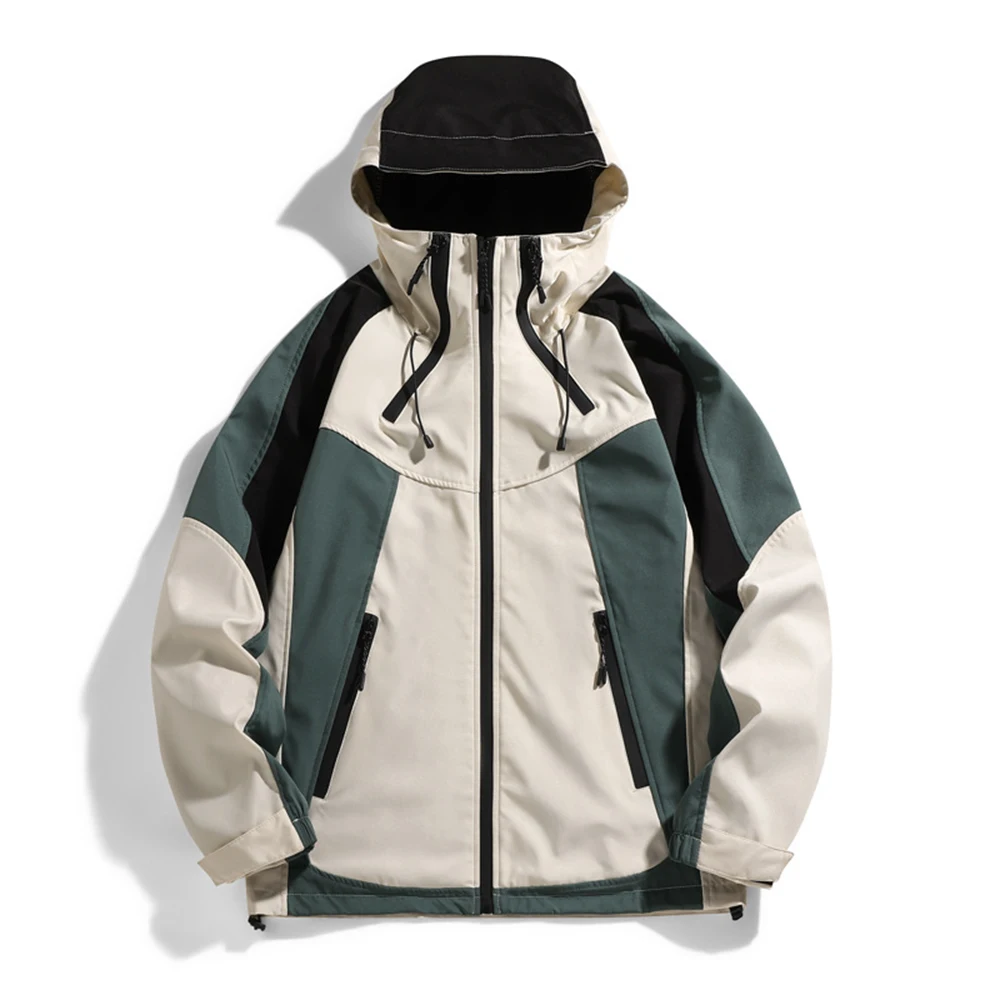 

KOODAO Spring Jacket Lightweight Waterproof Rain Hiking Windbreake Hooded Coat Polyester for Autumn and Winter,Black/Khaki