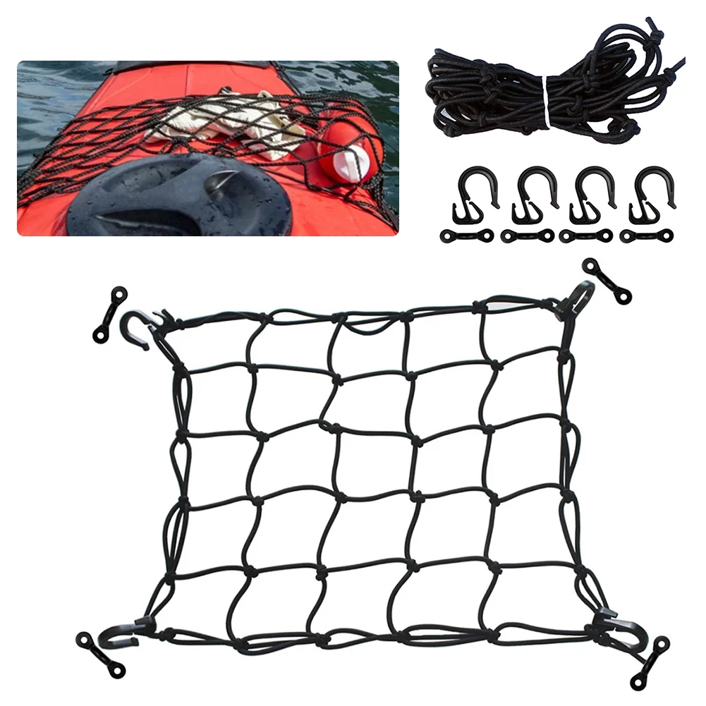 

2/1pcs Deck Cargo Net Accessories Lashing Hooks Heavy Duty Nylon Luggage Netting Mesh for Kayak Storage Truck Bed Fishing Boat